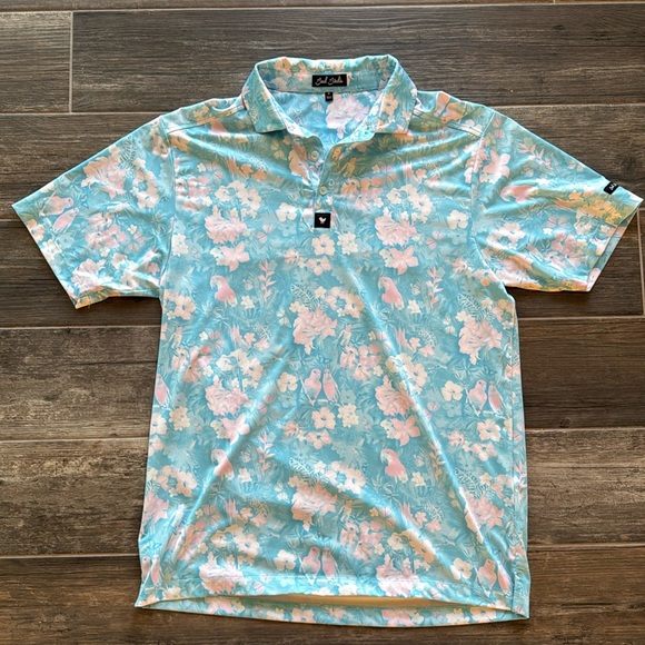 Bad Birdie Other - Bad Birdie Tropical Blue Golf Polo – Size Medium